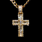 Natural Diamond Baguette Cross Pendant 14K Gold