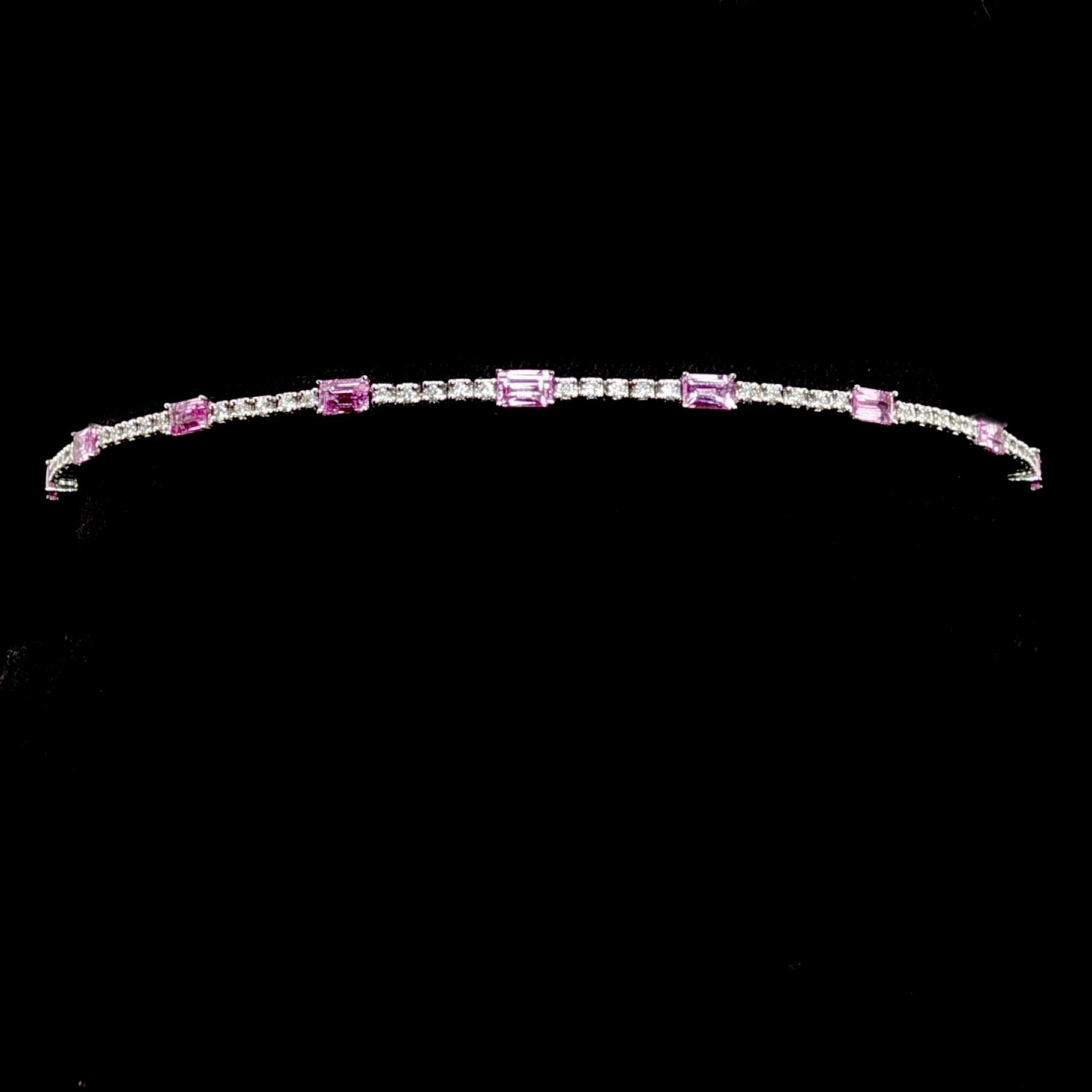 White Gold Diamond and Saphire Flexible Bangle