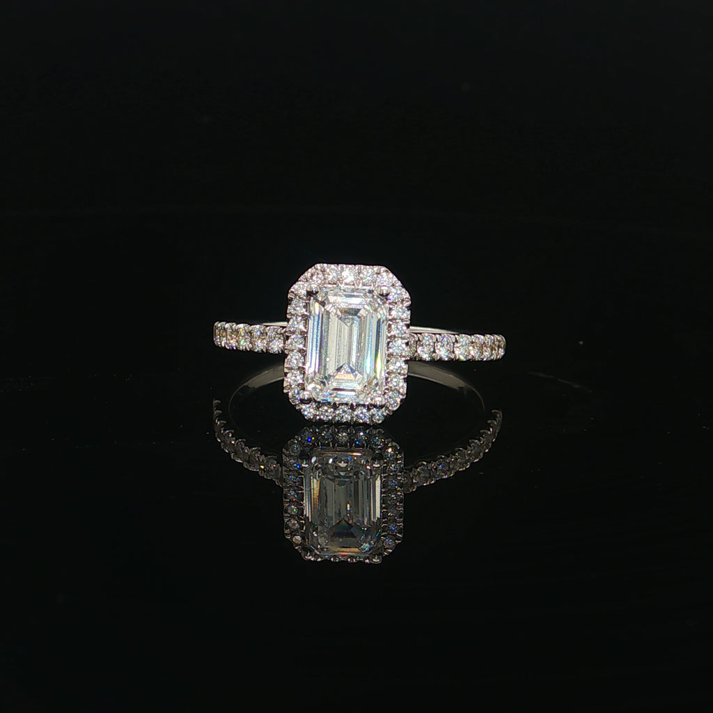 1CT Emerald Cut Diamond Engagement Ring