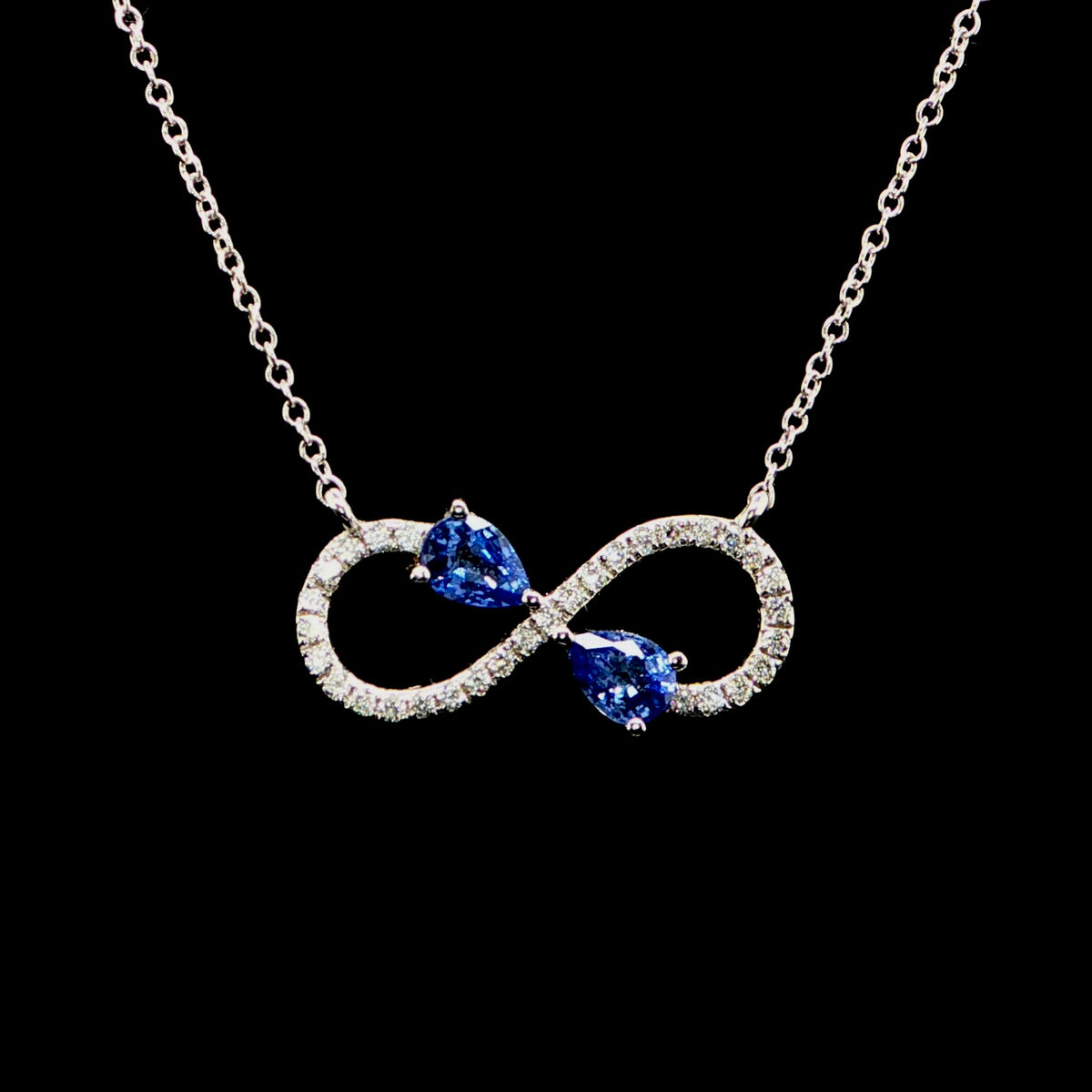Infinity Sapphire Necklace White Gold