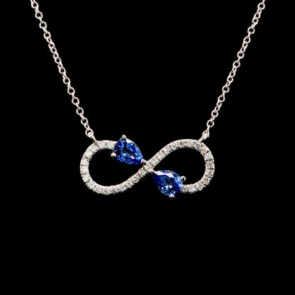 Infinity Sapphire Necklace White Gold
