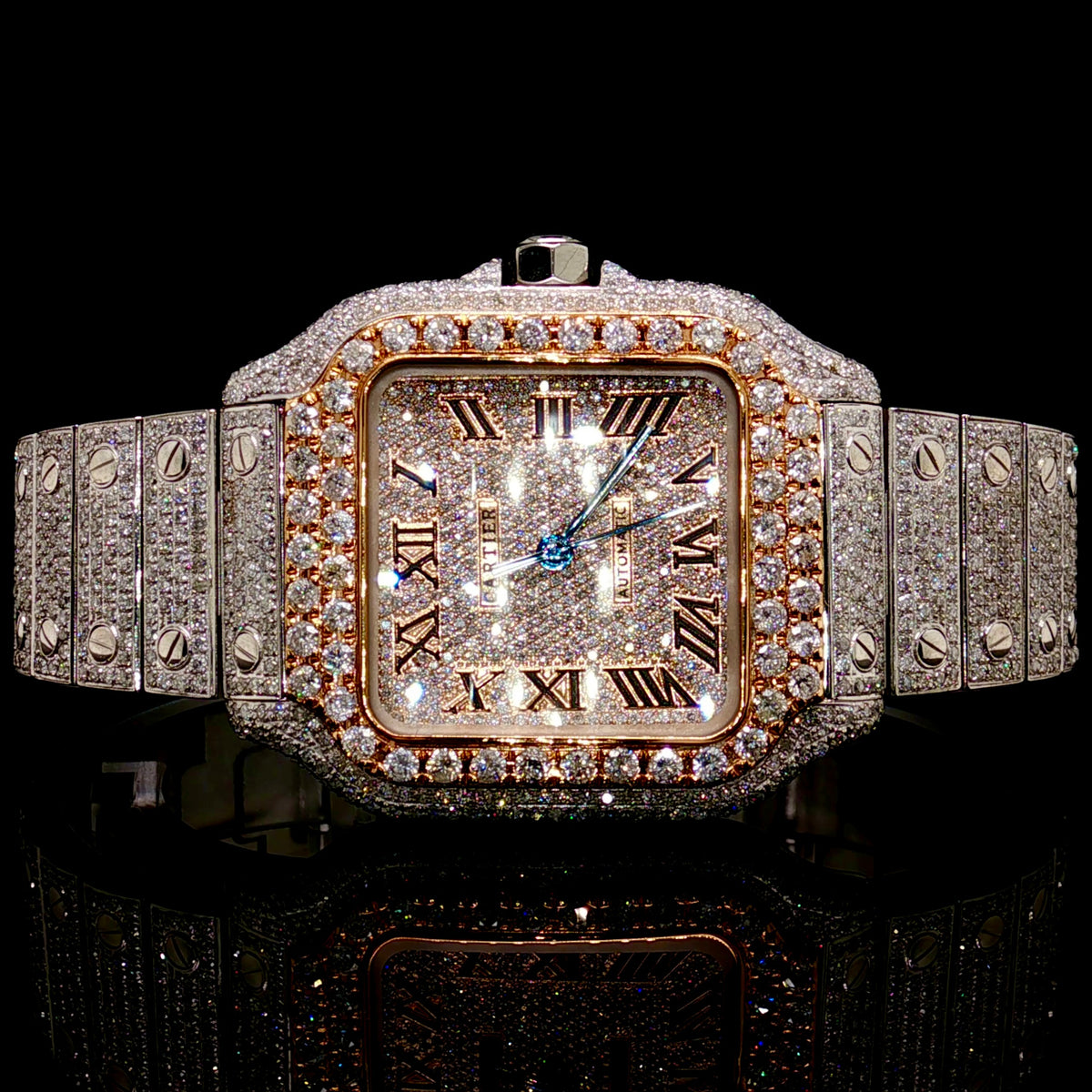 Diamond 19 CTW Cartier Santos Medium Two Tone Rose Gold