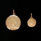 14K Solid Madonna del Carmine Circle Medallion