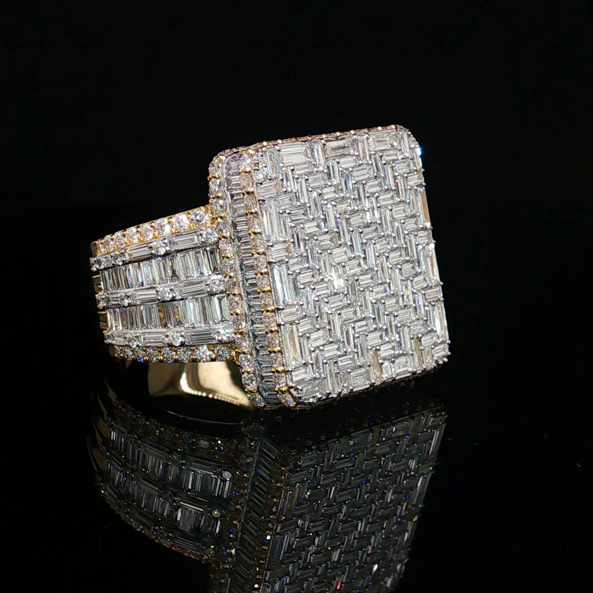 9 CT Baguette Diamond Mens Pinky Ring 10k Gold