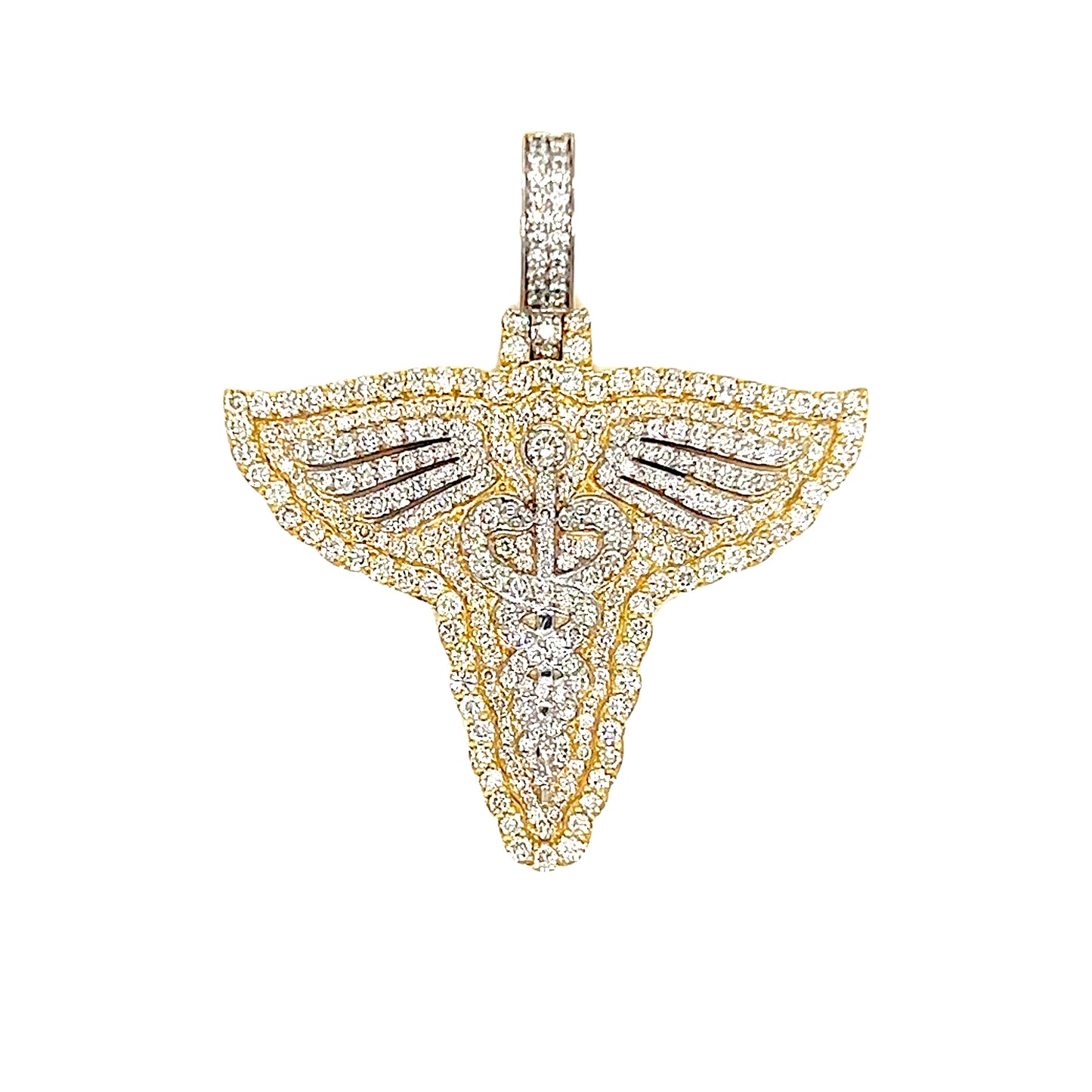 Caduceus Staff Diamond Pendant
