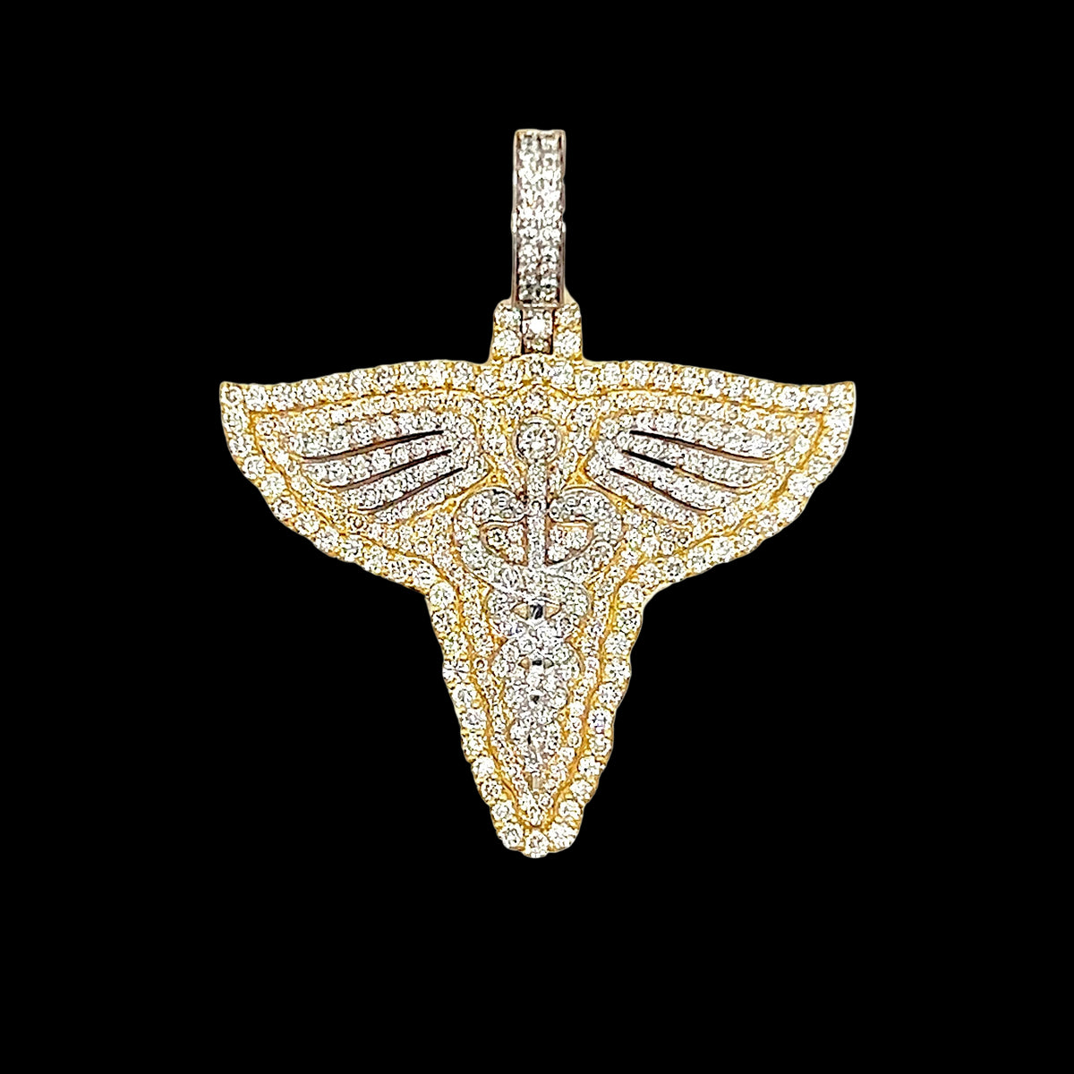 Caduceus Staff Diamond Pendant