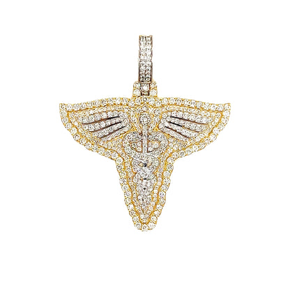Caduceus Staff Diamond Pendant