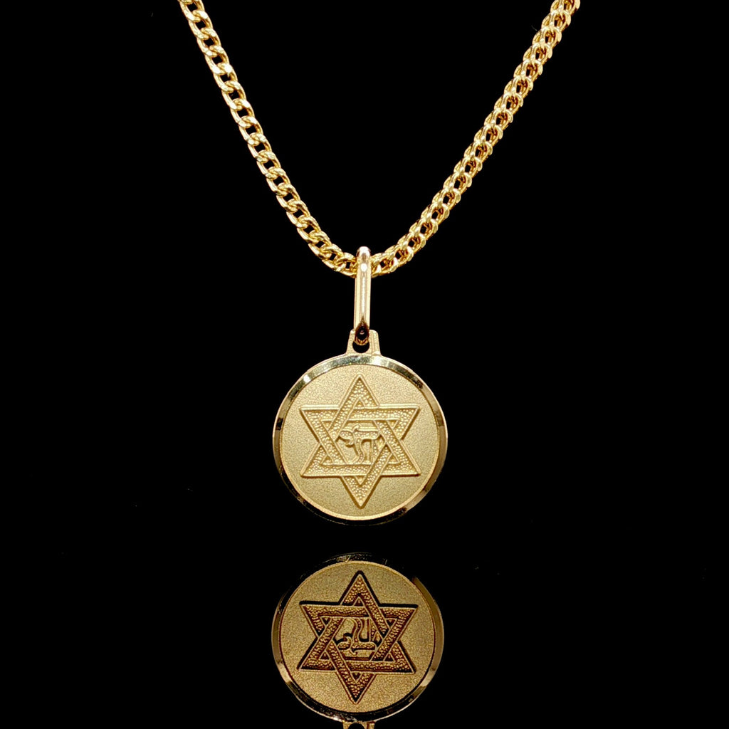 14K Solid Star of David Medallion