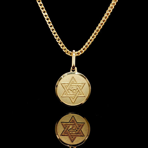 14K Solid Star of David Medallion