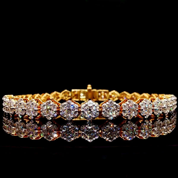 VVS Diamond Flower Set Gold Bracelet