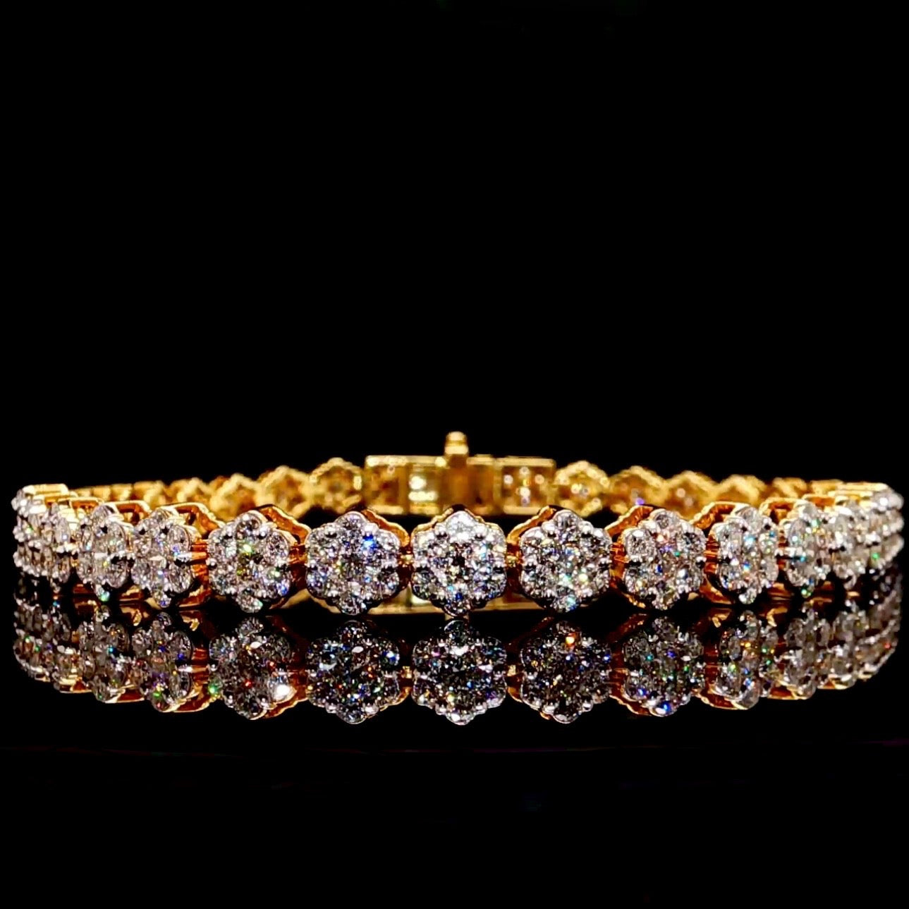 VVS Diamond Flower Set Gold Bracelet