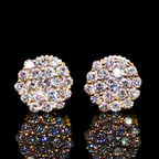 7MM Cluster Diamond Earrings 14K Gold