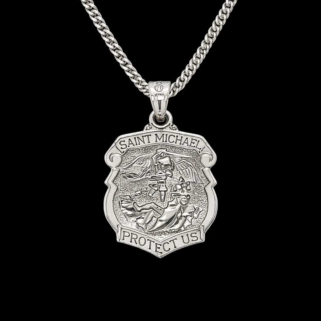 St Michael Shield Medallion and Chain Set