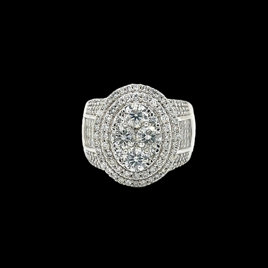 Round Brilliant and Princess Cut Double Halo Ring