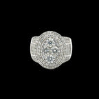Round Brilliant and Princess Cut Double Halo Ring