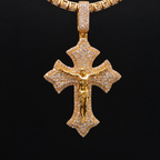 Jesus Figure Diamond Crucifix Pendant in 14KT Yellow Gold