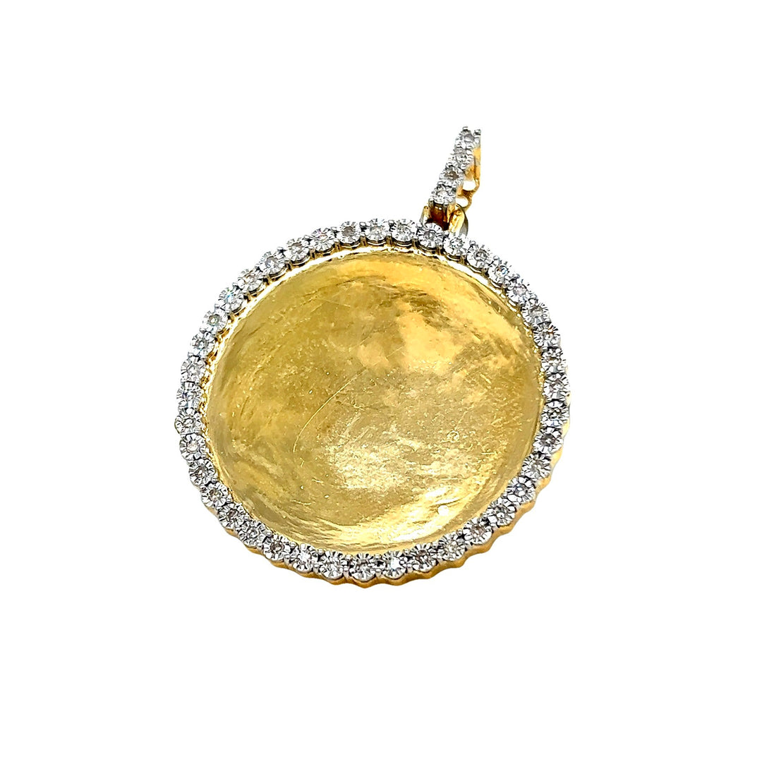 Single Row Diamond Circle Photo Pendant