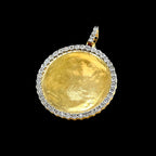 Single Row Diamond Circle Photo Pendant
