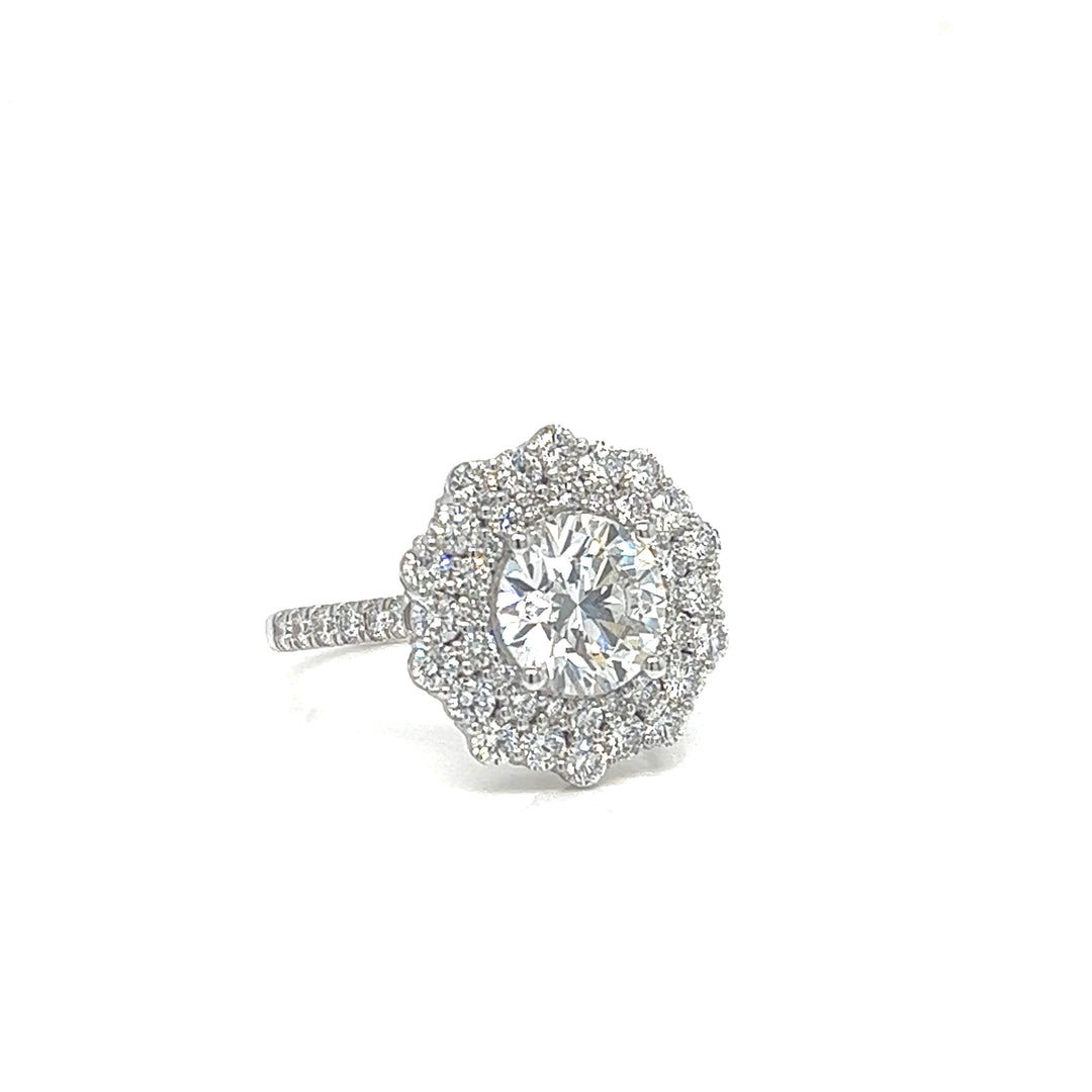 Round Brilliant-Cut Lab Diamond Flower Ring