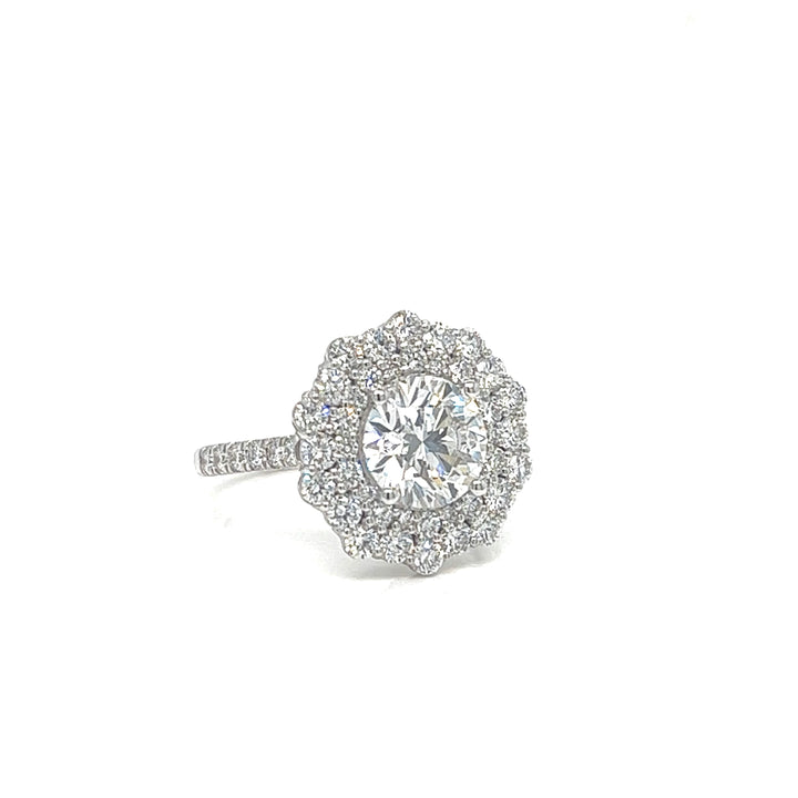 Round Brilliant-Cut Lab Diamond Flower Ring