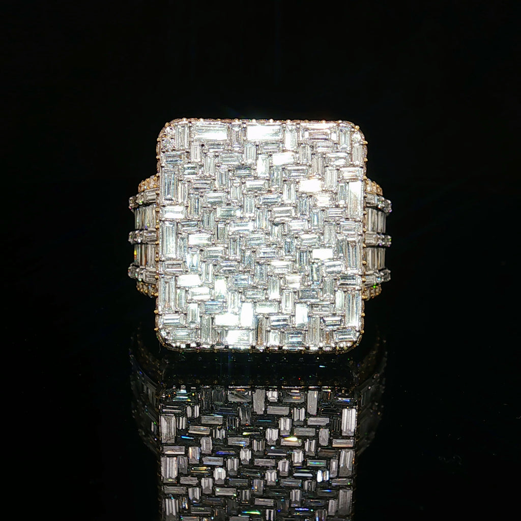 9 CT Baguette Diamond Mens Pinky Ring 10k Gold