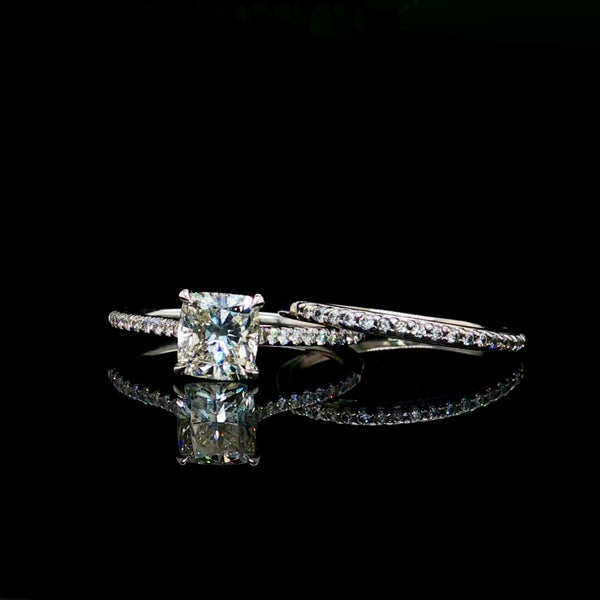 1CT Natural Radiant Cut Diamond Engagement Ring