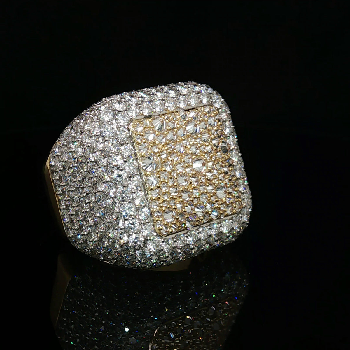 Diamond Mens Ring 10 CT Inverted 14k Gold