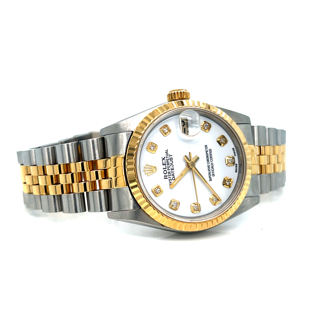 Ladies Rolex 31MM Datejust White Diamond Dial