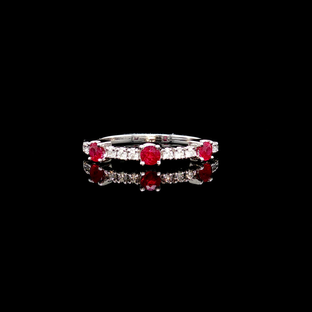 Ruby and Diamond Ring 14K White Gold