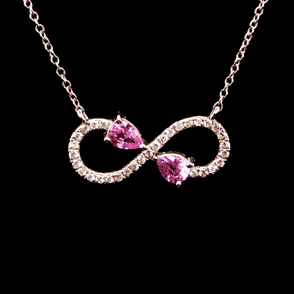 Pink Sapphire and Diamond Charm Necklace