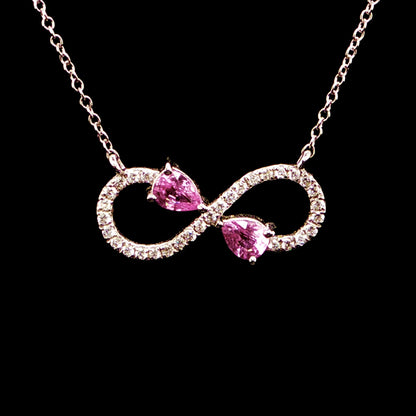 Pink Sapphire and Diamond Charm Necklace