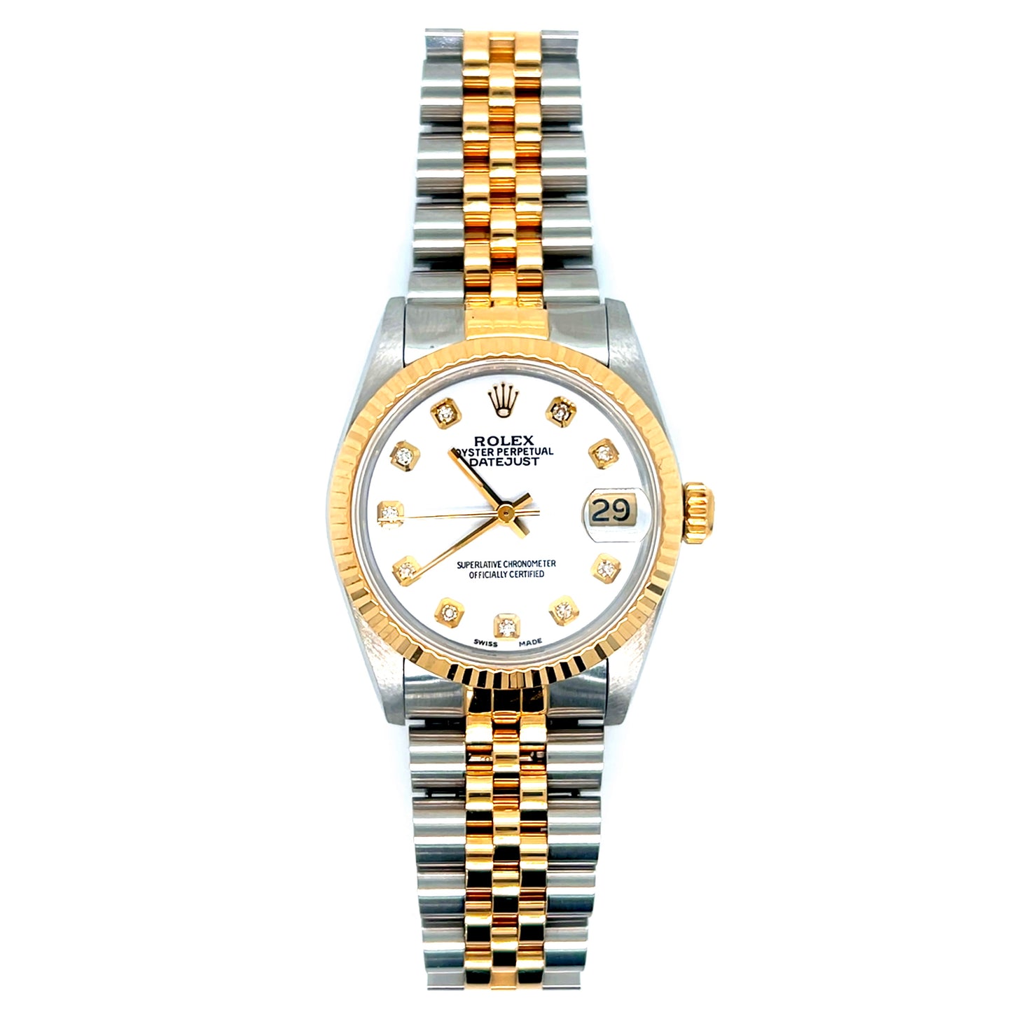 Ladies Rolex 31MM Datejust White Diamond Dial