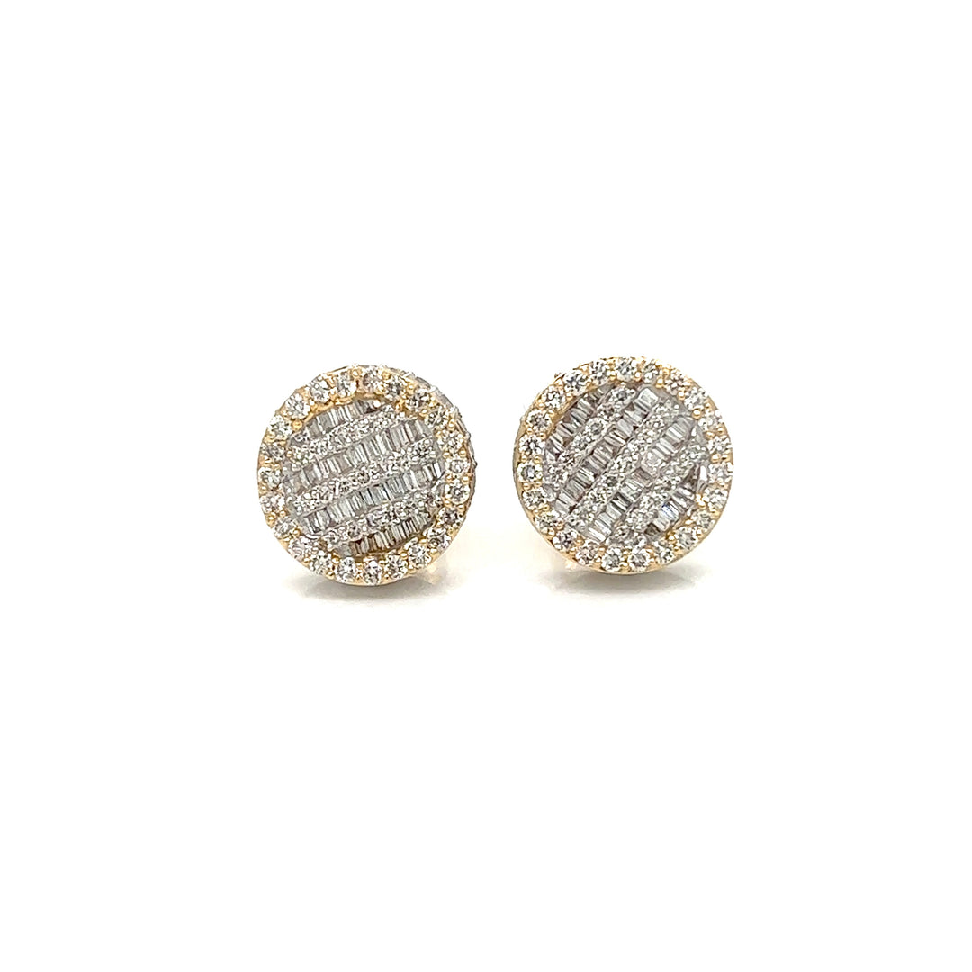 Round Baguette Diamond Earrings