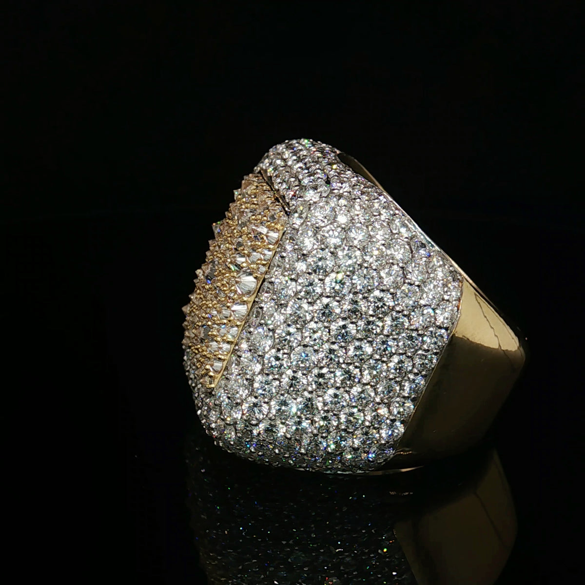 Diamond Mens Ring 10 CT Inverted 14k Gold