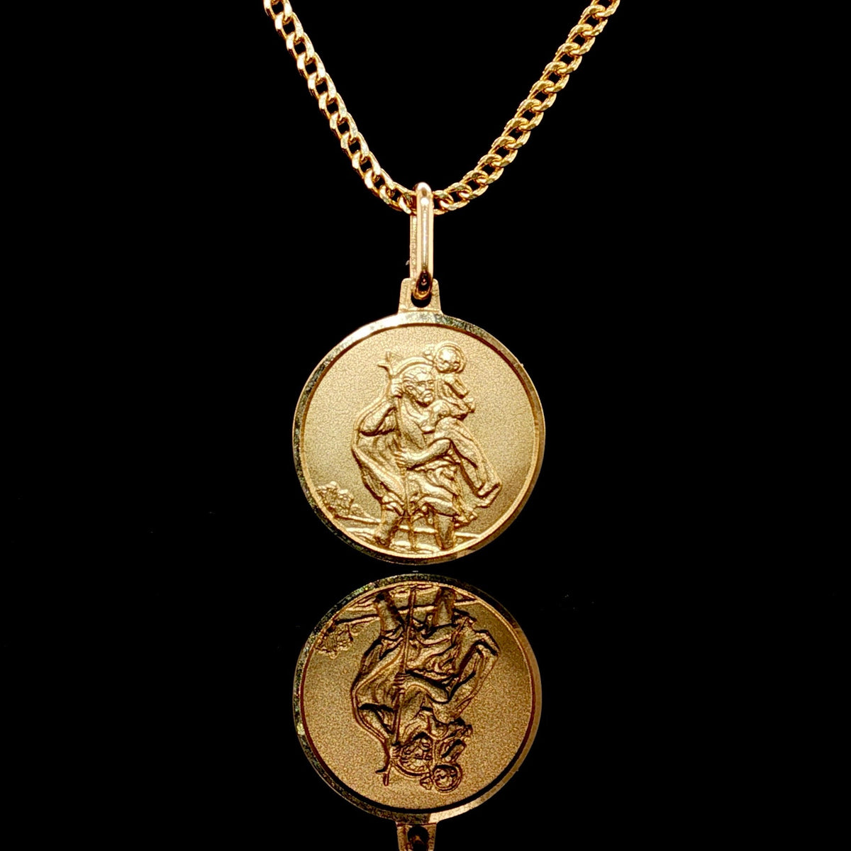 14K Solid Saint Christopher Medallion