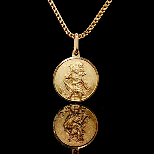 14K Solid Saint Christopher Medallion