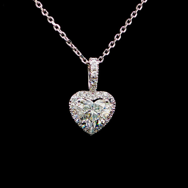 14k White Gold Heart Shape Diamond Necklace