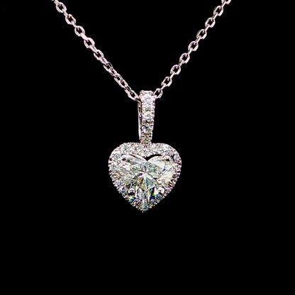 14k White Gold Heart Shape Diamond Necklace