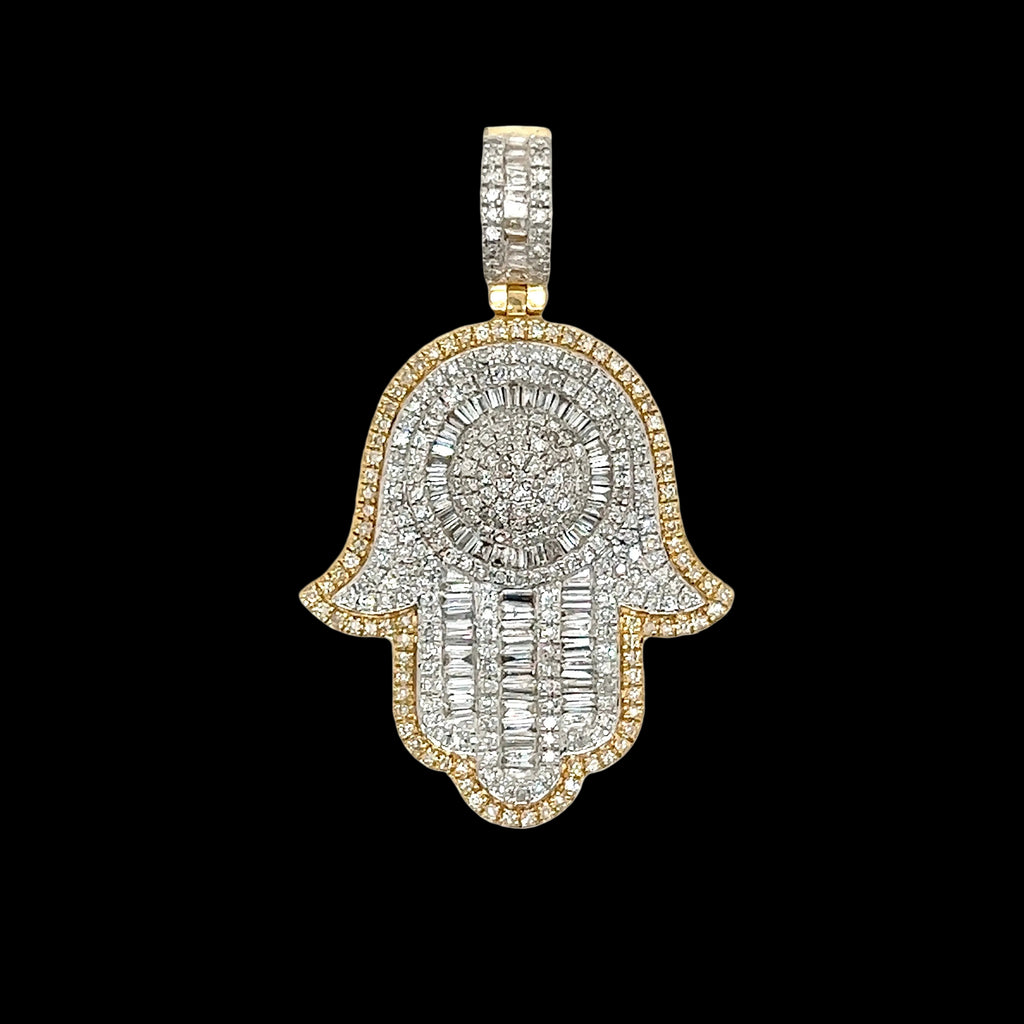 Two-Tone Gold and Diamond Hamsa Pendant