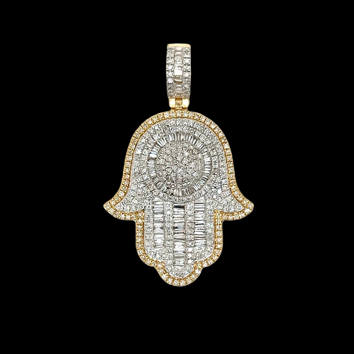 Two-Tone Gold and Diamond Hamsa Pendant