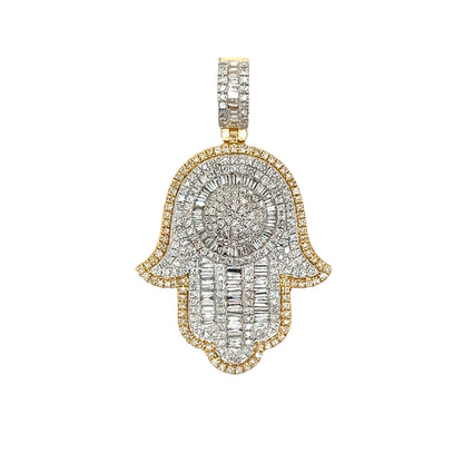 Two-Tone Gold and Diamond Hamsa Pendant