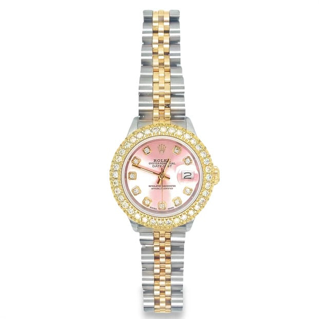 Rolex Diamond Bezel Diamond Pink Dial 26mm