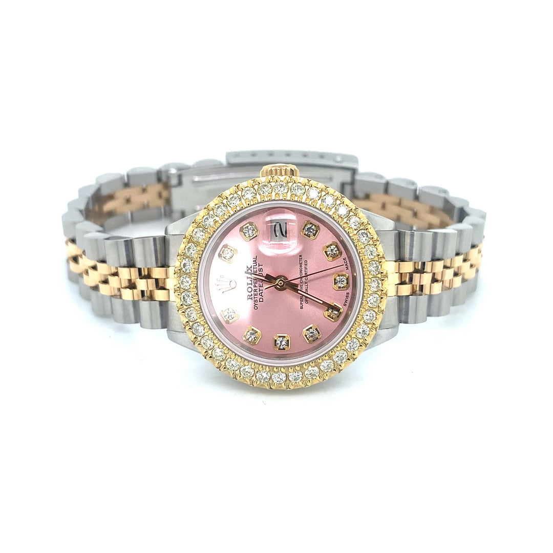 Rolex Diamond Bezel Diamond Pink Dial 26mm