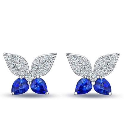 PEAR SHAPED TANZANITE AND DIAMOND BUTTERFLY EARRING