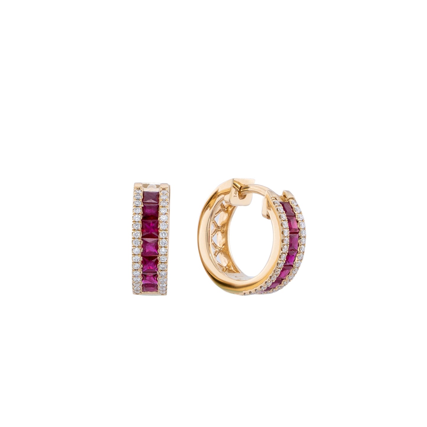 ROUND RUBY HOOPS EARRINGS