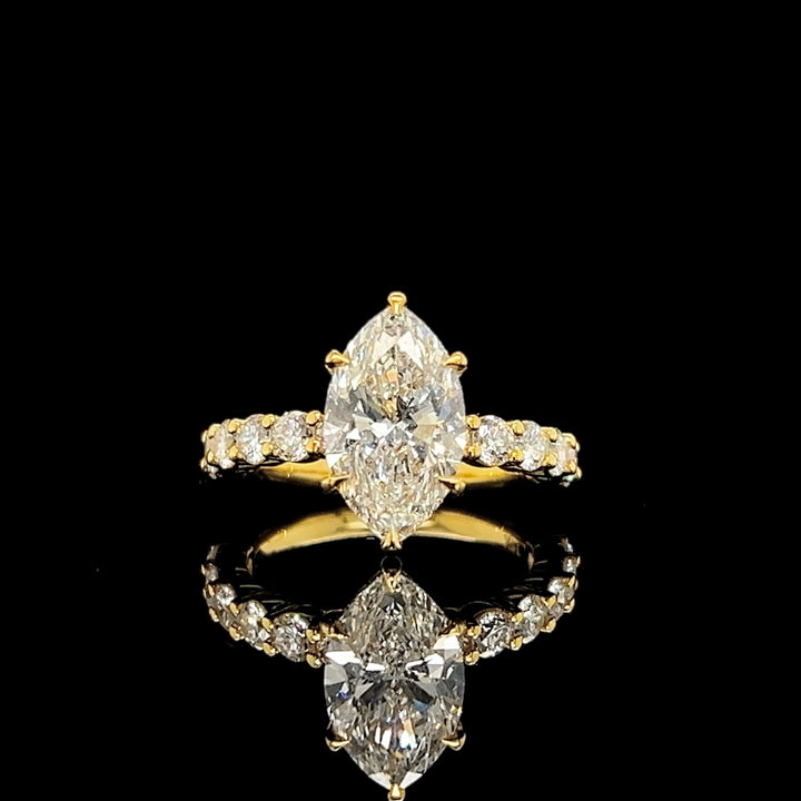 4CT Marquise-Cut Lab Diamond Engagement Ring