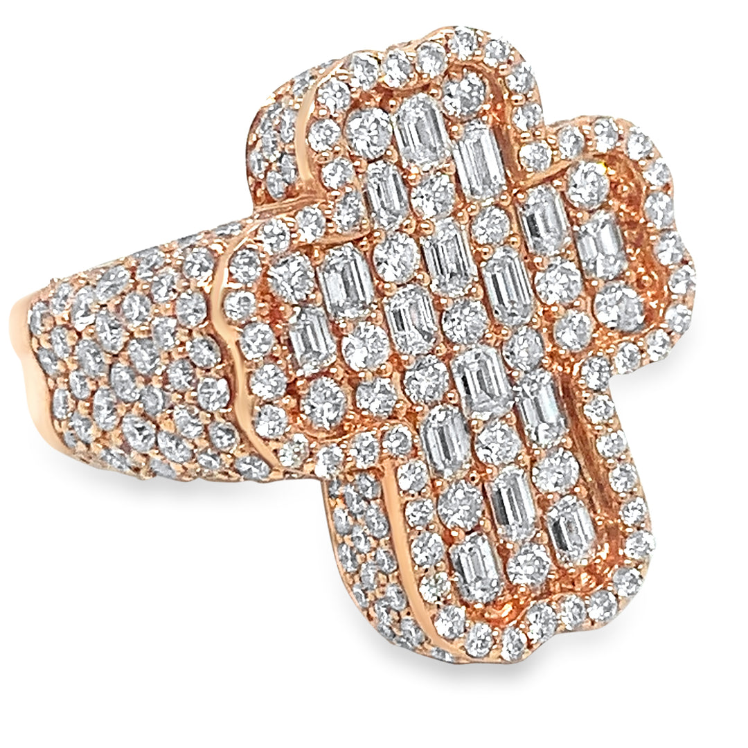 Emerald Cut Diamond Cross Ring