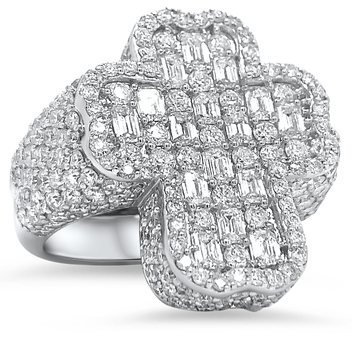 Emerald Cut Diamond Cross Ring