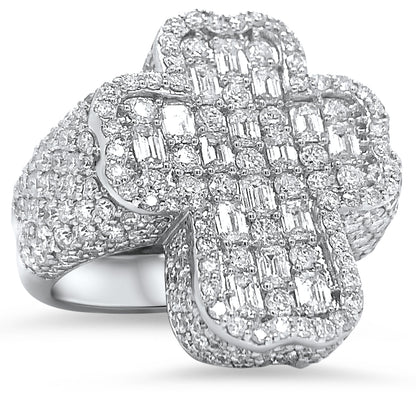 Emerald Cut Diamond Cross Ring