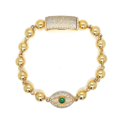 Diamond and Gold Evil Eye Bracelet